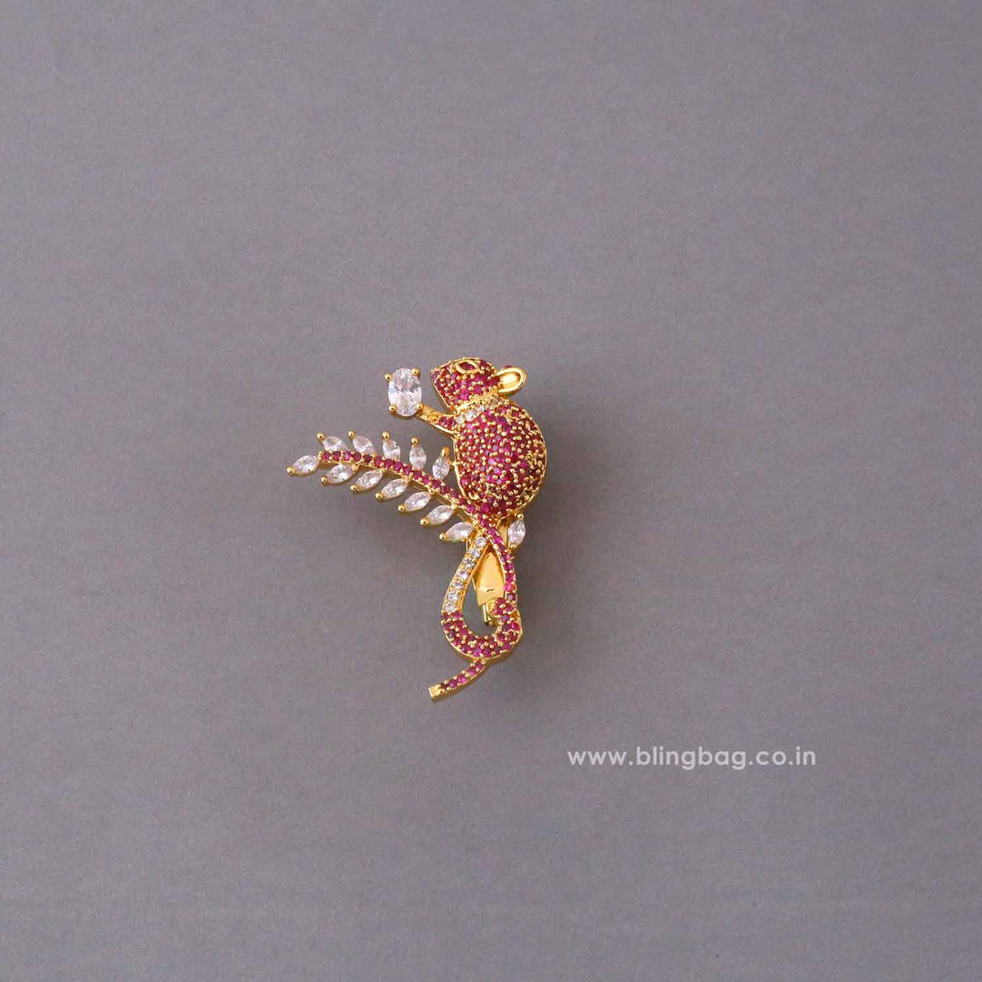 Ruby Crystal Mouse Brooch