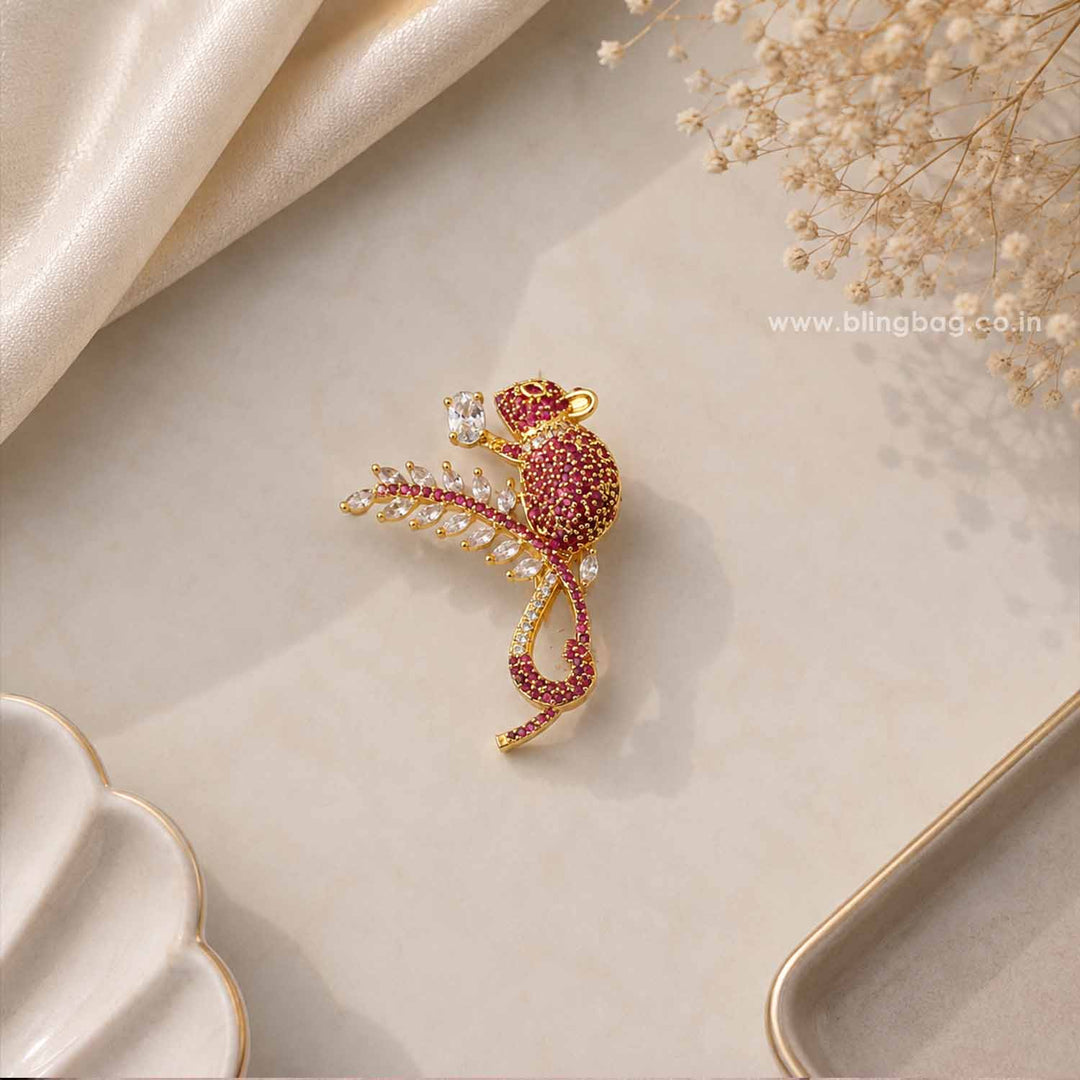 Ruby Crystal Mouse Brooch