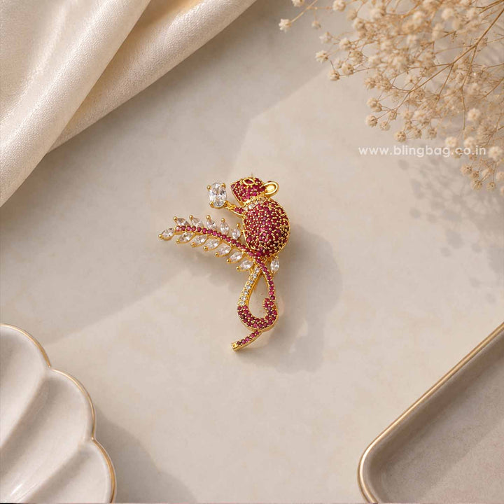 Ruby Crystal Mouse Brooch