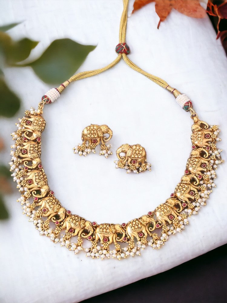 Ruby Danti Temple Jewellery Set