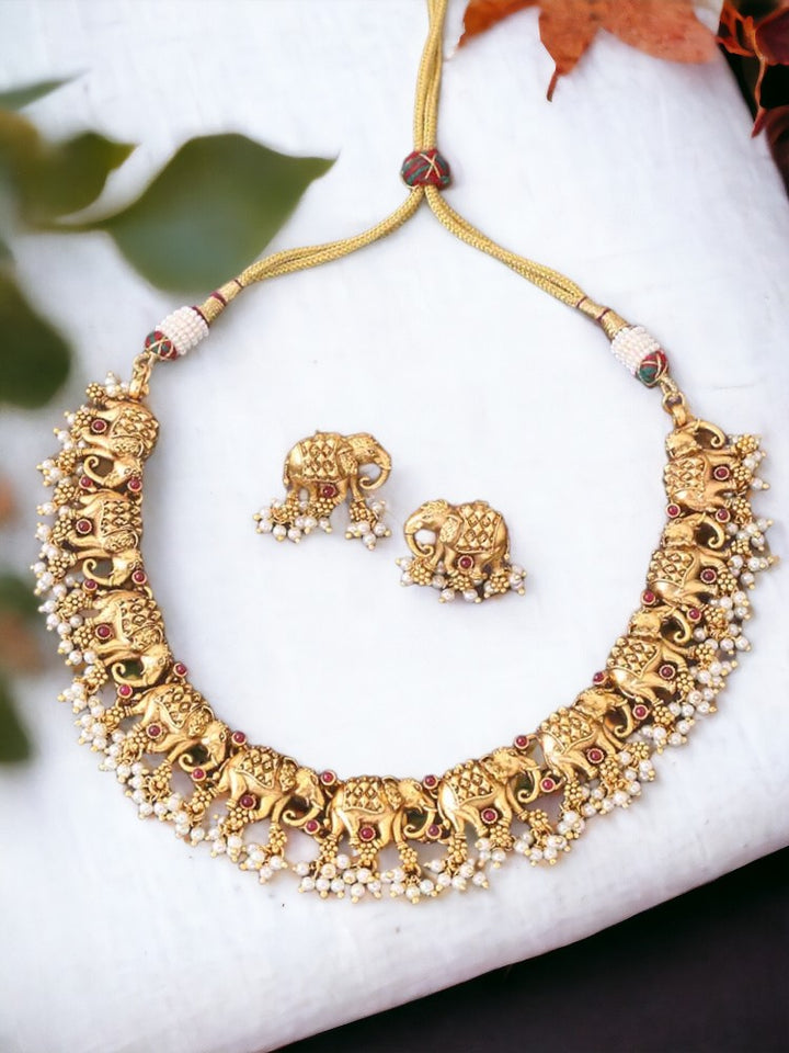 Ruby Danti Temple Jewellery Set