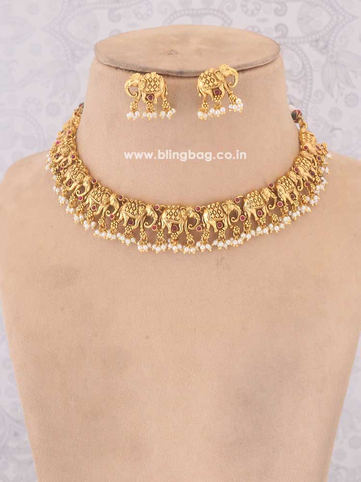 Ruby Danti Temple Jewellery Set