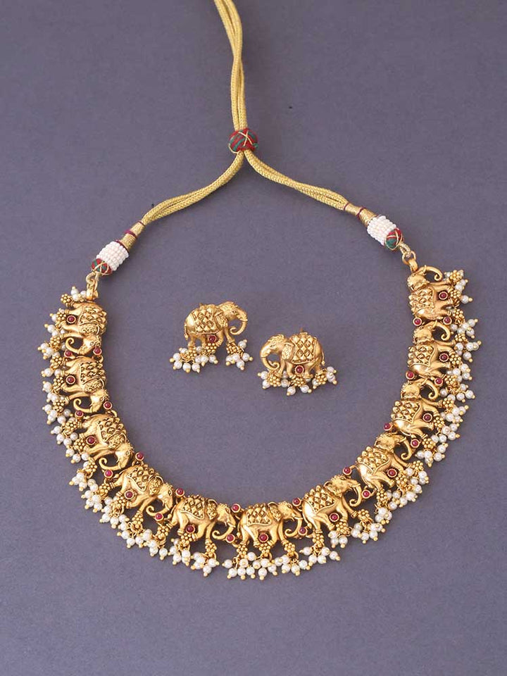 Ruby Danti Temple Jewellery Set