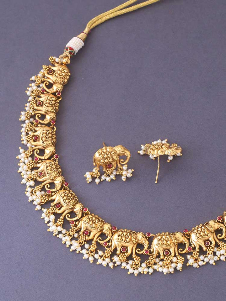 Ruby Danti Temple Jewellery Set