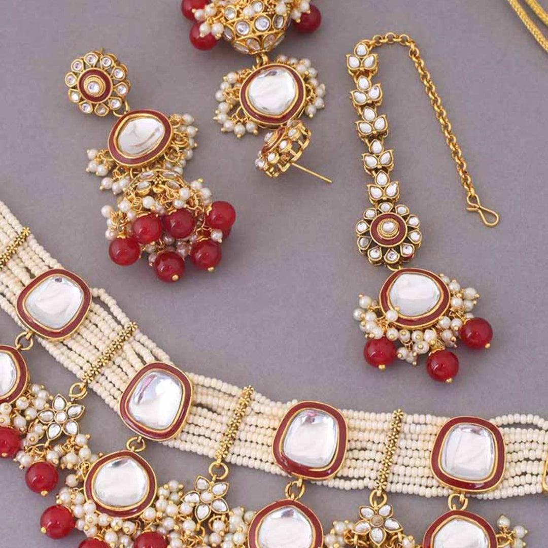 Ruby Deepti Kundan Jewellery Set - EOSS