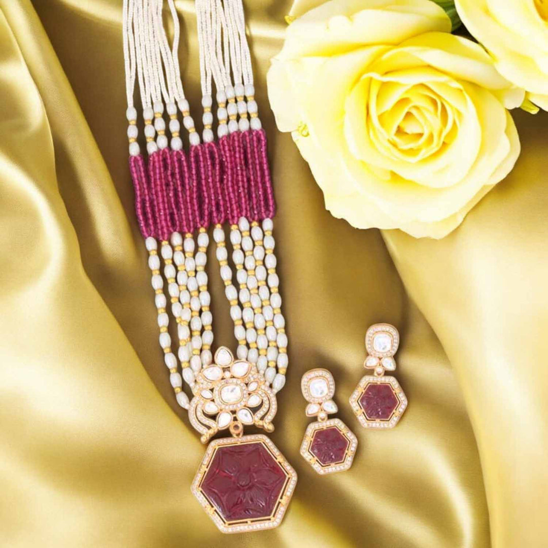 Ruby Dhruvika Kundan Jewellery Set - EOSS