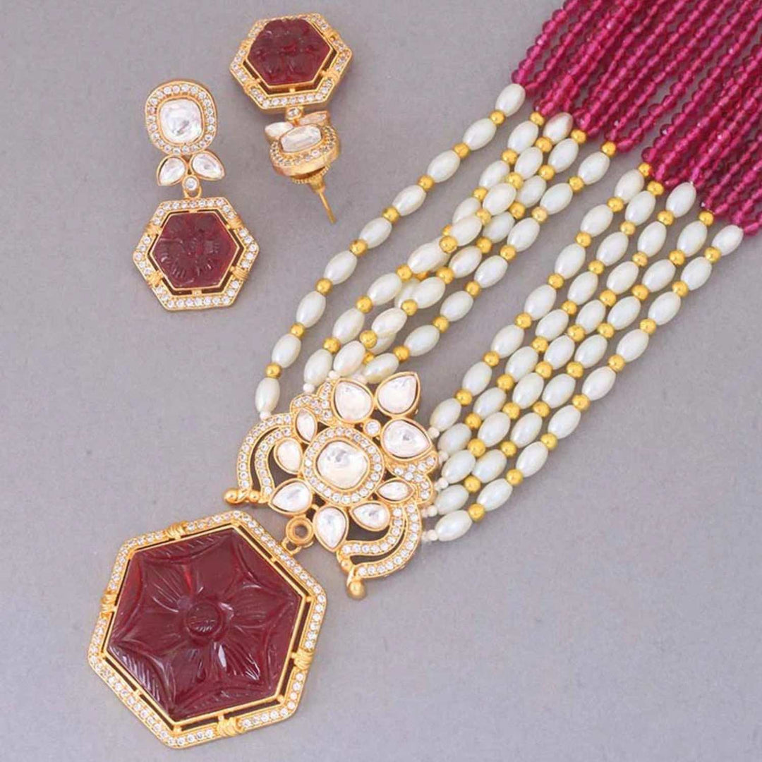 Ruby Dhruvika Kundan Jewellery Set - EOSS