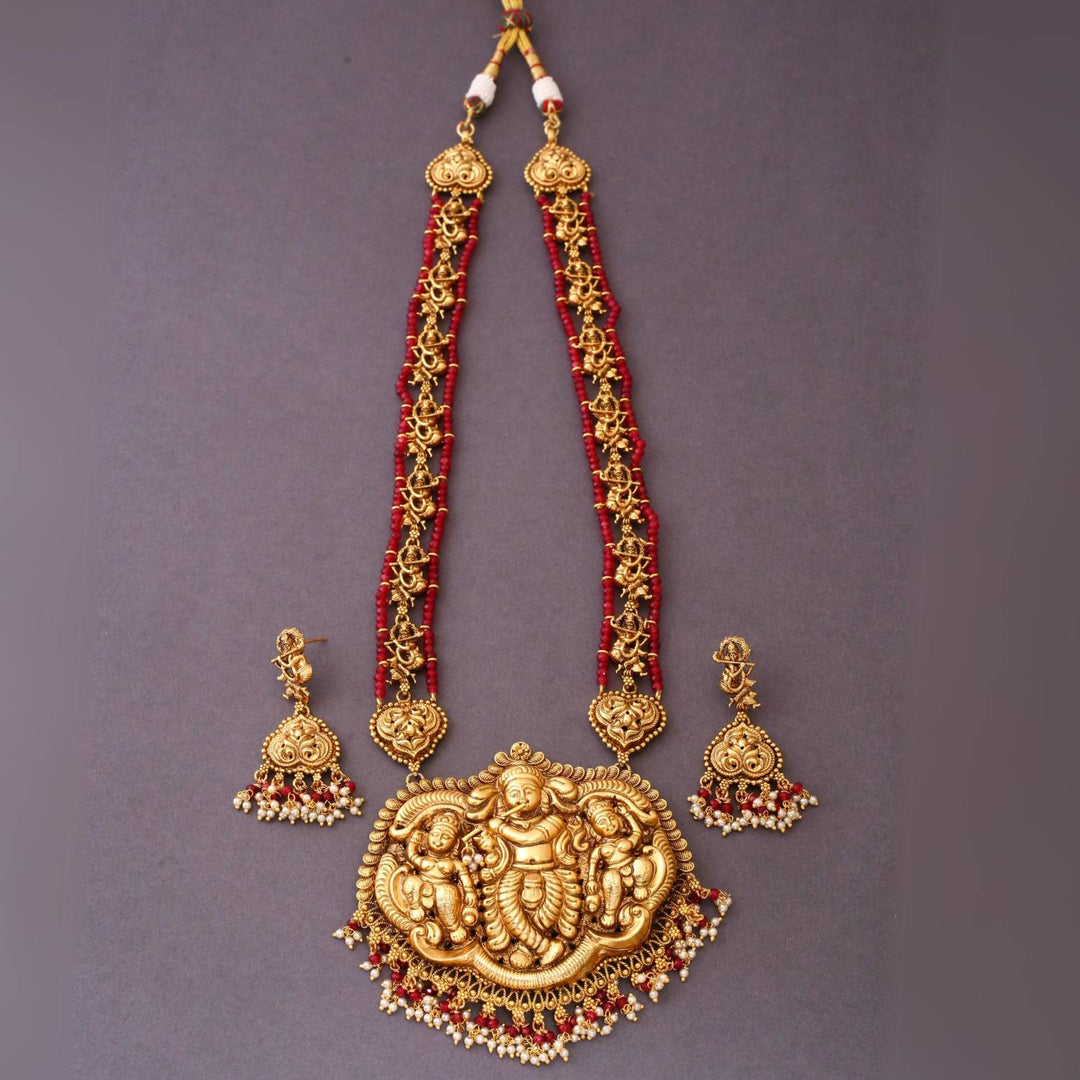 Ruby Gopala Temple Jewellery Set- New Arrival