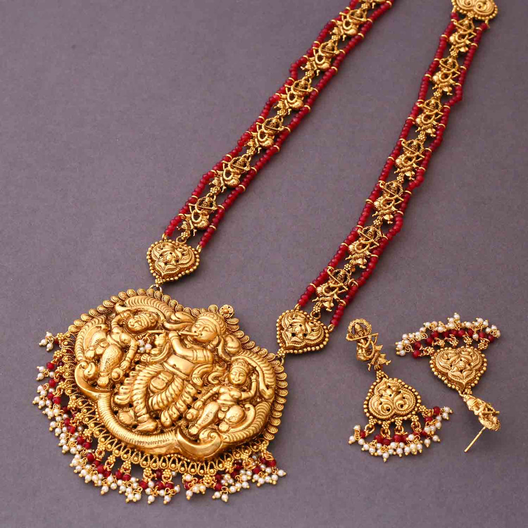 Ruby Gopala Temple Jewellery Set- New Arrival