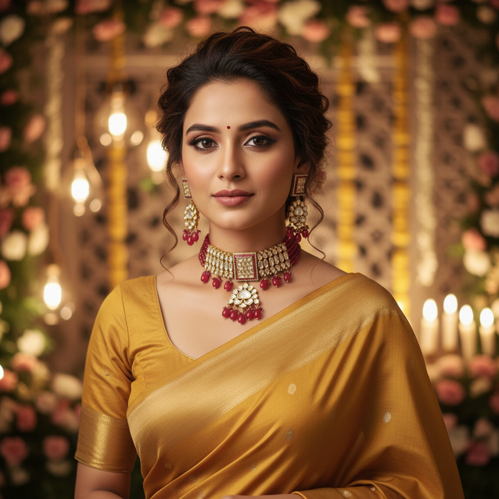 Ruby Kacela Kundan Jewellery Set