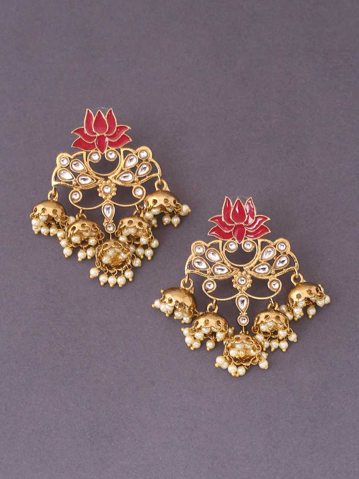 Ruby Lotus Multiple Jhumkis