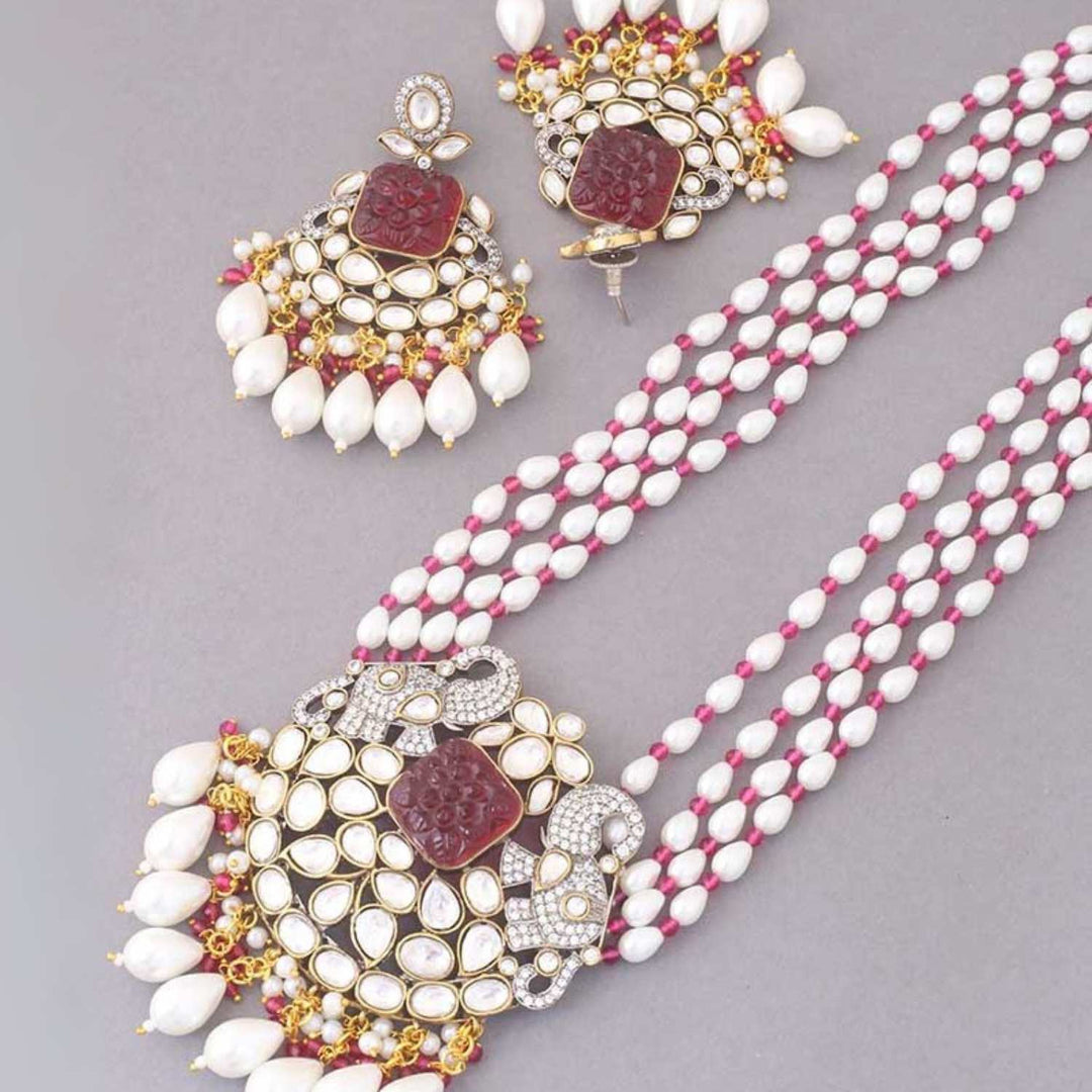Ruby Maanya Kundan Jewellery Set - EOSS