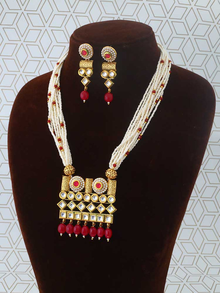 Ruby Mekhala Kundan Jewellery Set