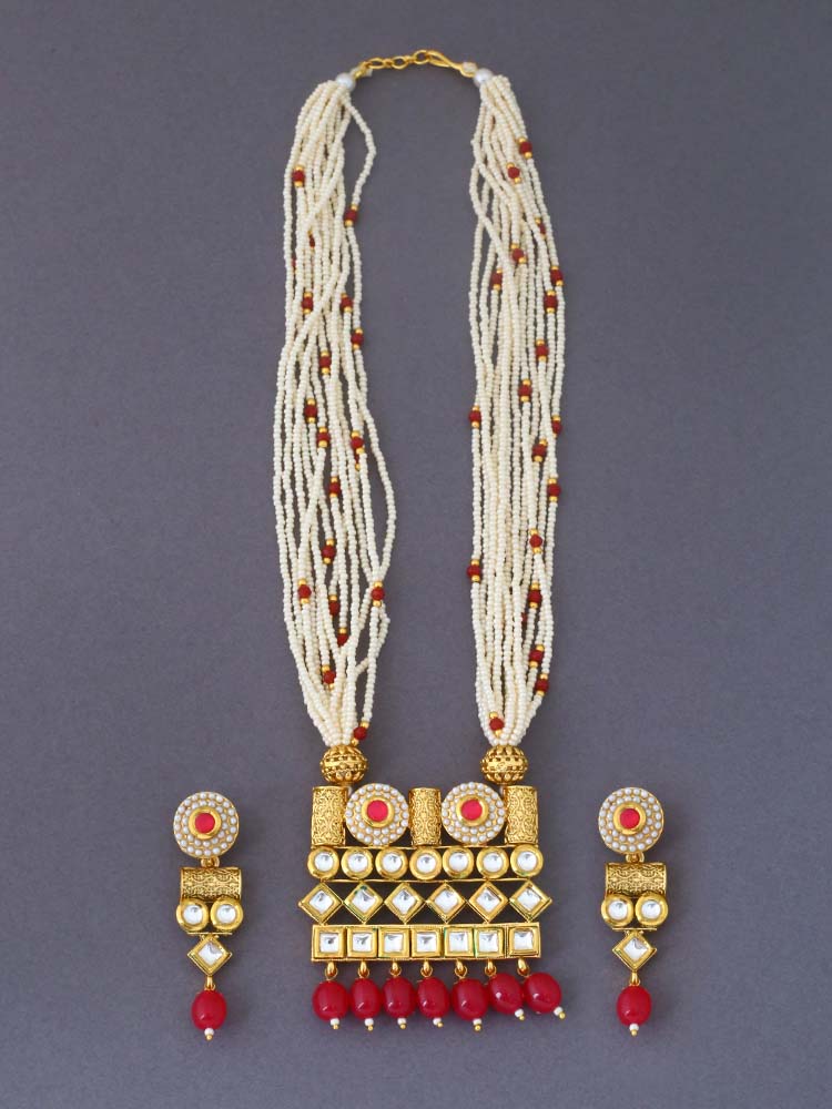 Ruby Mekhala Kundan Jewellery Set