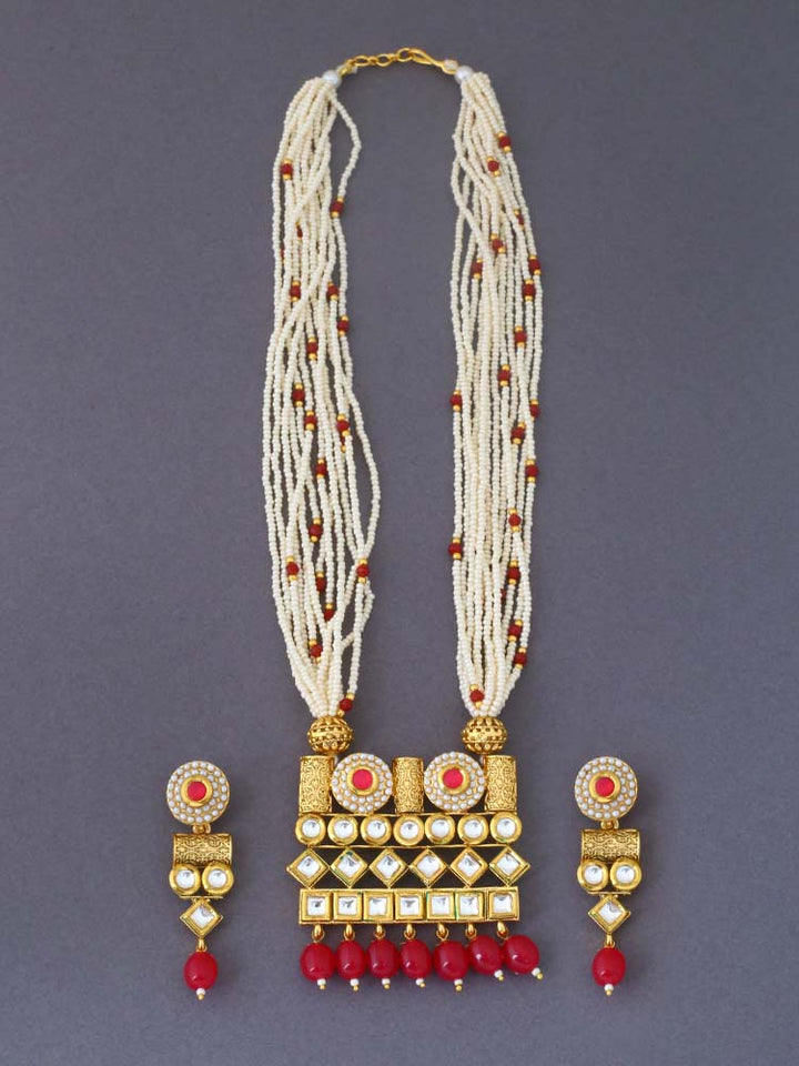 Ruby Mekhala Kundan Jewellery Set