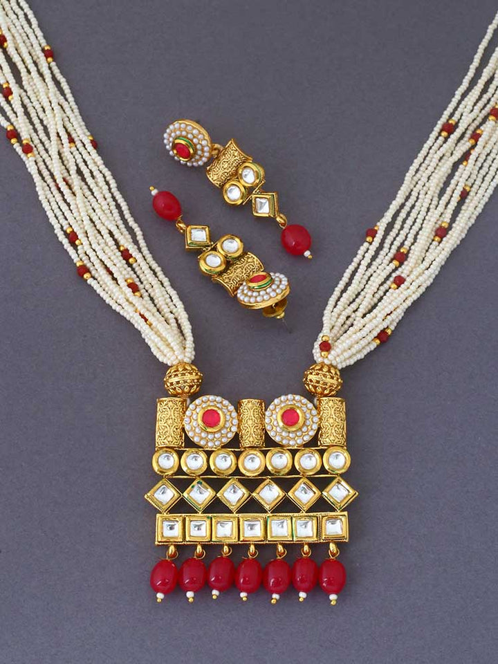 Ruby Mekhala Kundan Jewellery Set