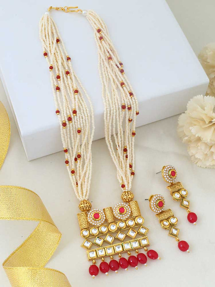 Ruby Mekhala Kundan Jewellery Set