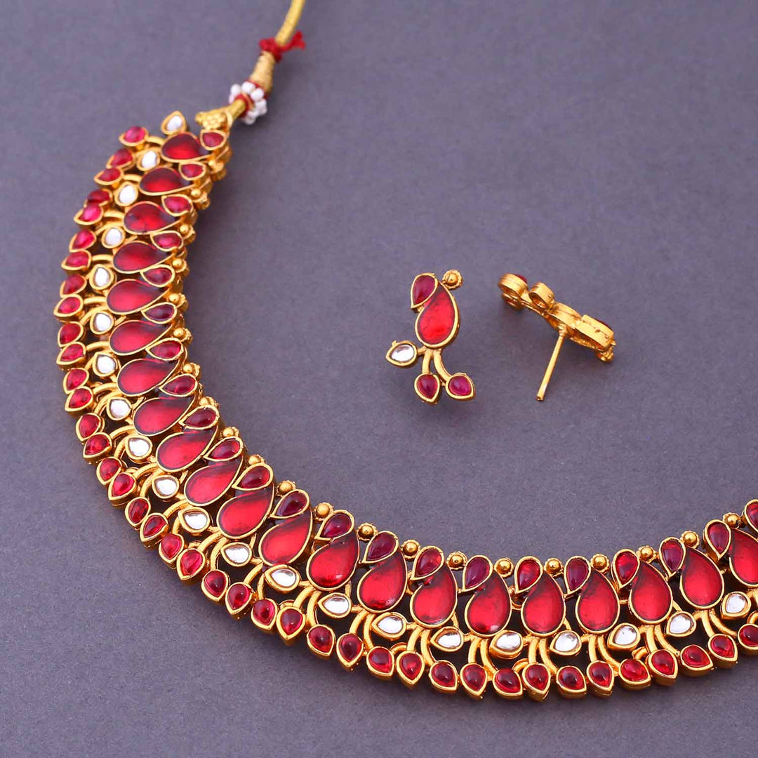 Ruby Narine Hasli Antique Jewellery Set-New Arrival