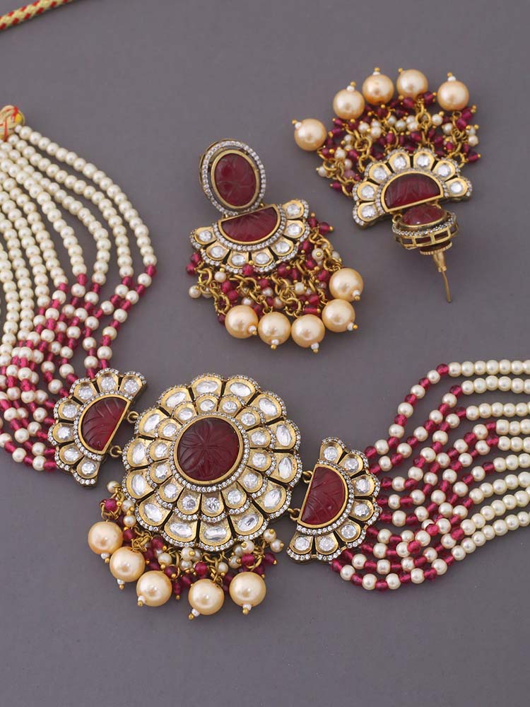Ruby Nyancy Kundan Jewellery Set - EOSS