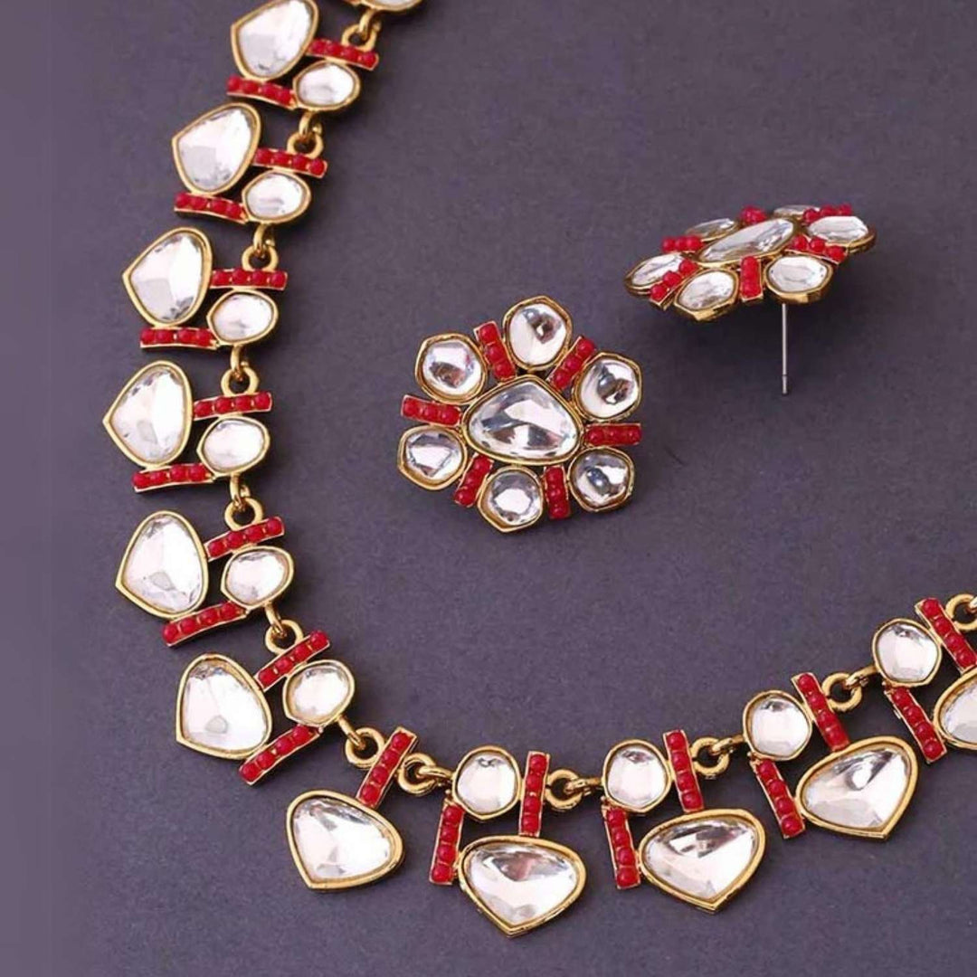 Ruby Padminii Kundan Jewellery Set
