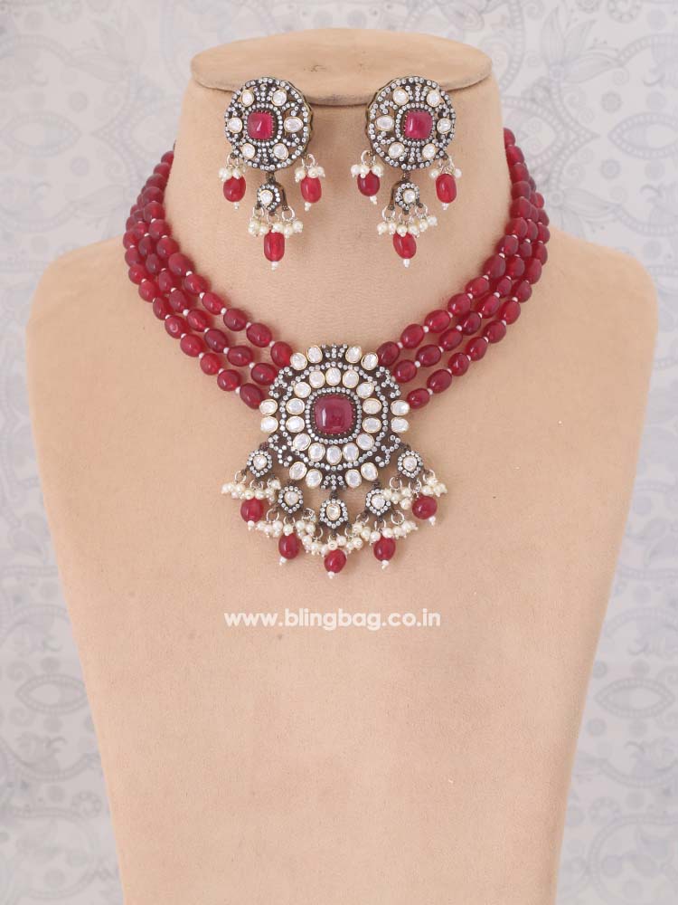 Ruby Poppy Kundan Jewellery Set