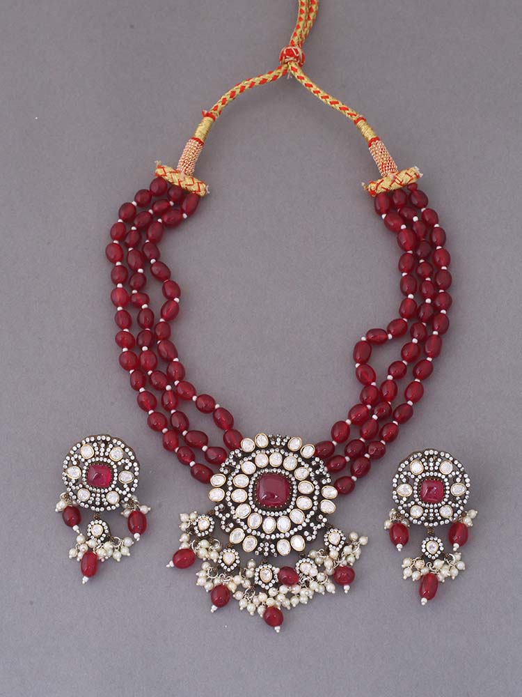 Ruby Poppy Kundan Jewellery Set