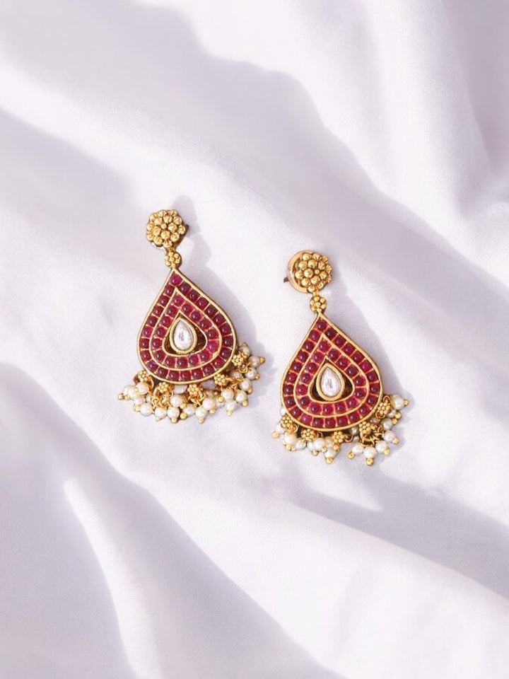 Ruby Reversible Akhruti Temple Earrings