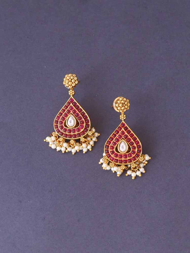 Ruby Reversible Akhruti Temple Earrings