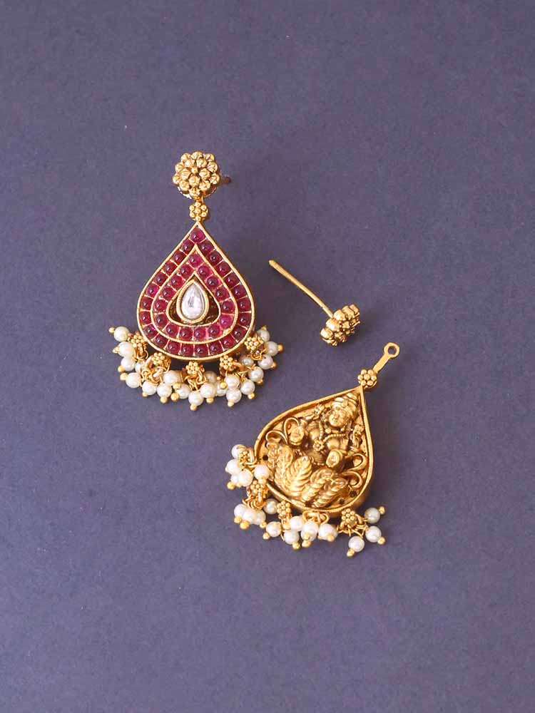 Ruby Reversible Akhruti Temple Earrings