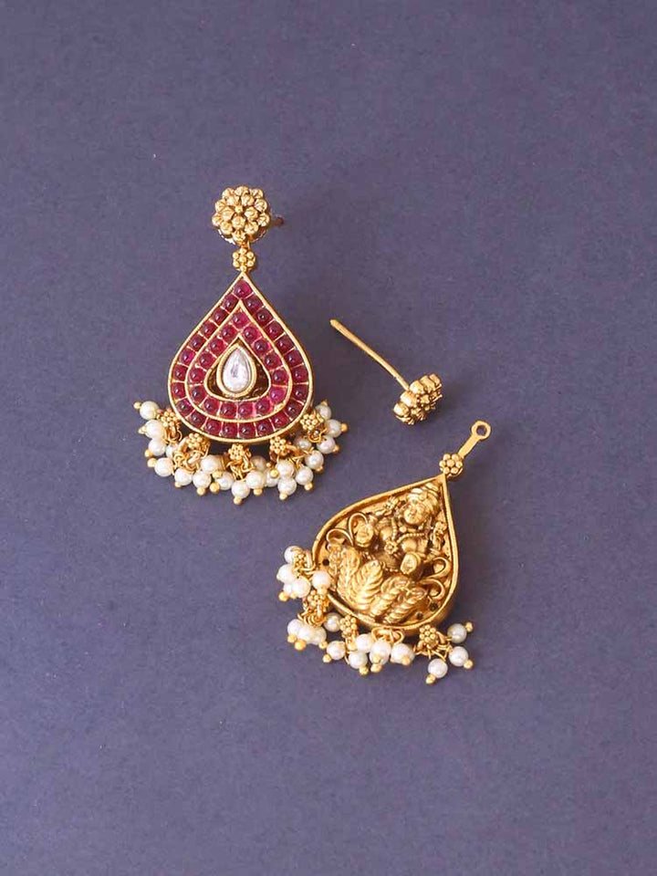 Ruby Reversible Akhruti Temple Earrings