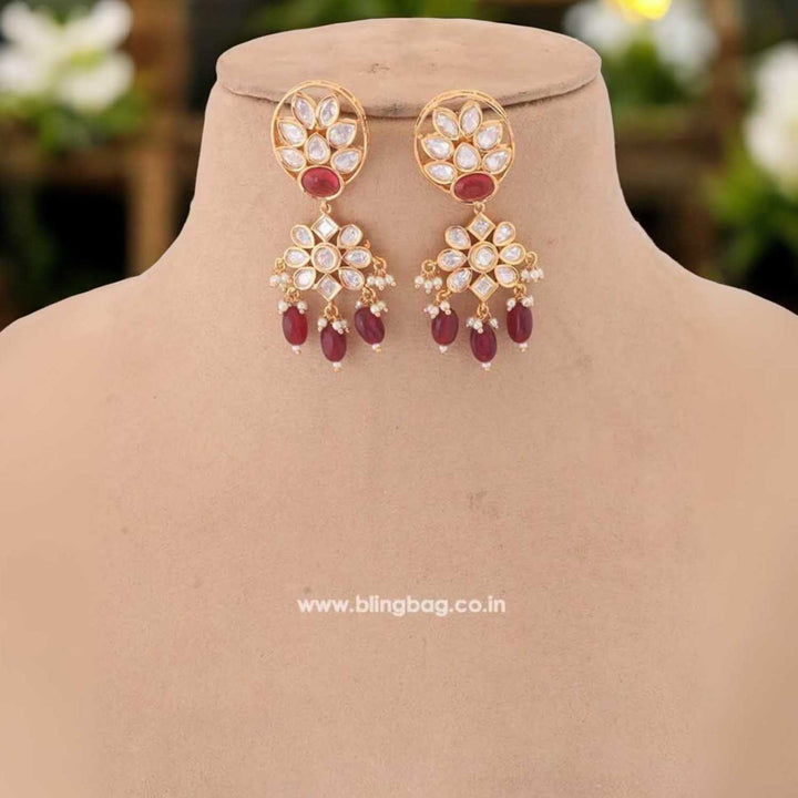 Ruby Ruban Kundan Jewellery Set - EOSS