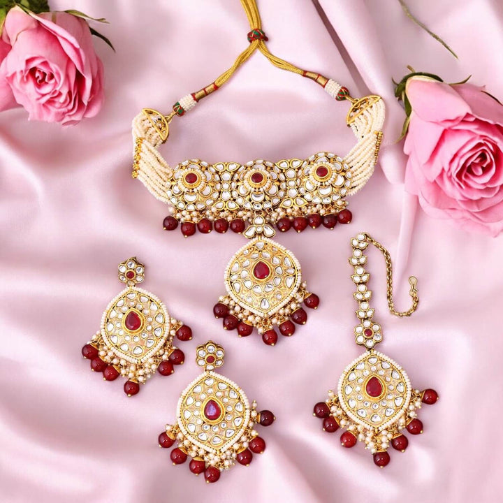 Ruby Saloni Kundan Jewellery Set