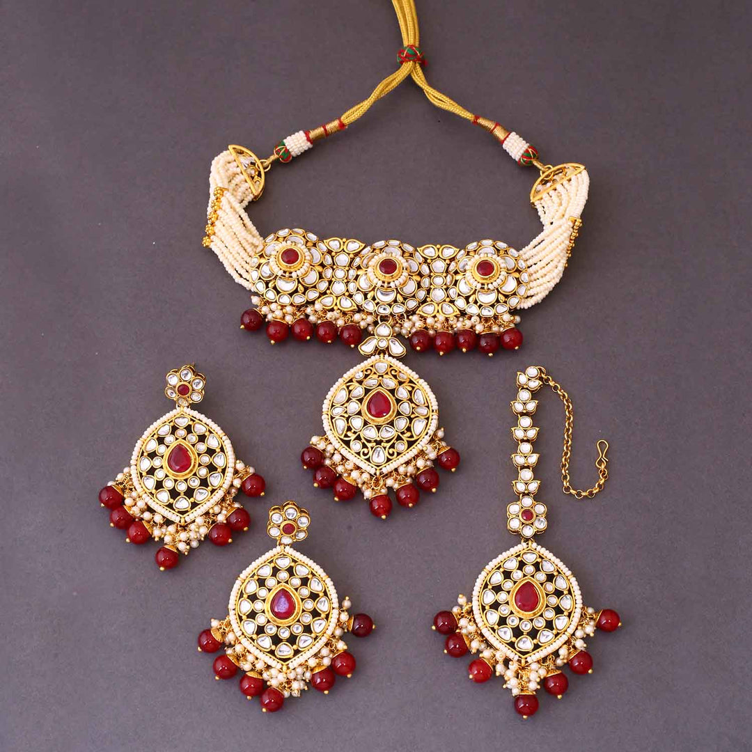 Ruby Saloni Kundan Jewellery Set