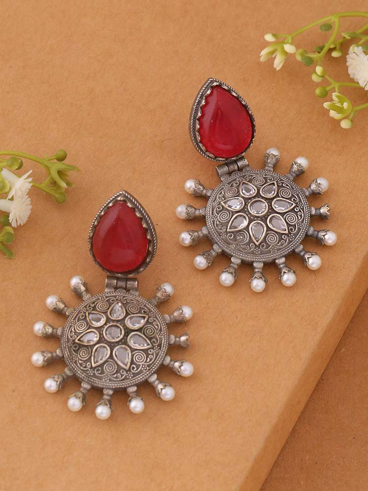 Ruby Santhi Oxidised Danglers