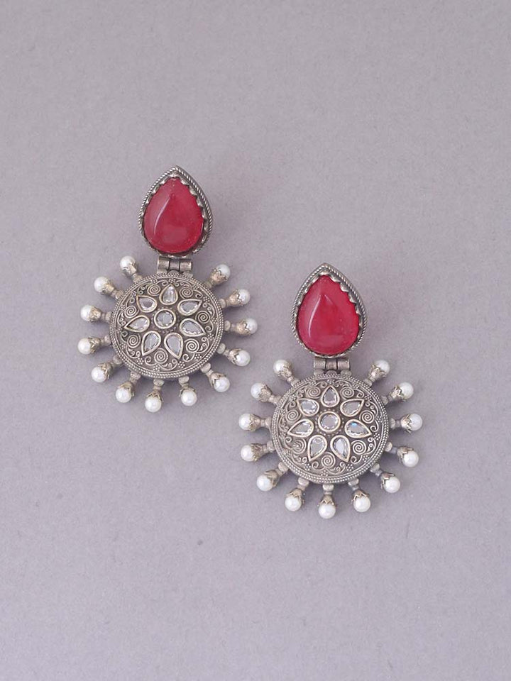 Ruby Santhi Oxidised Danglers
