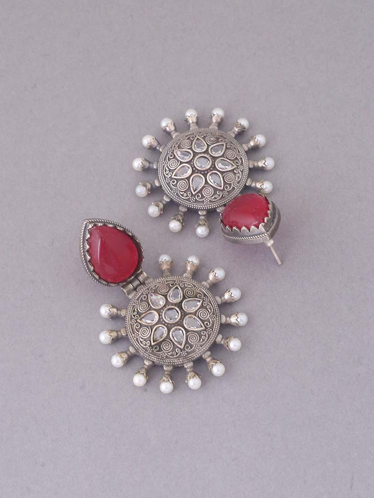 Ruby Santhi Oxidised Danglers