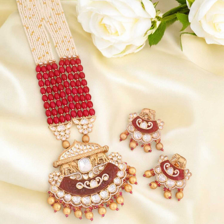 Ruby Shrizal Kundan Jewellery Set - EOSS