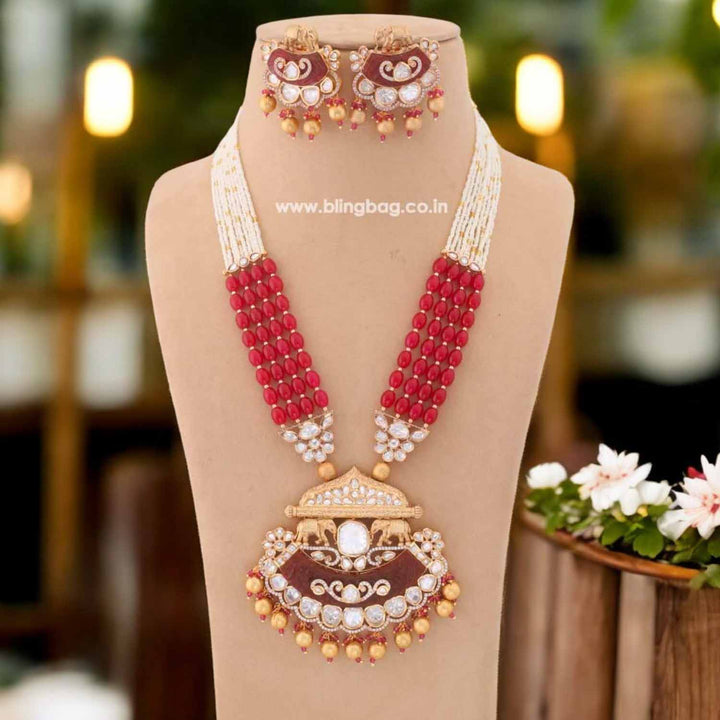 Ruby Shrizal Kundan Jewellery Set - EOSS