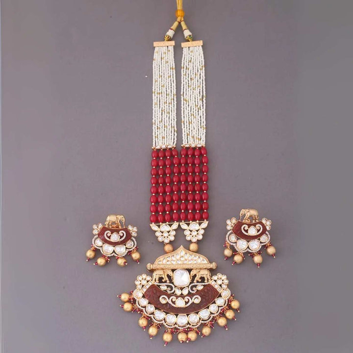 Ruby Shrizal Kundan Jewellery Set - EOSS