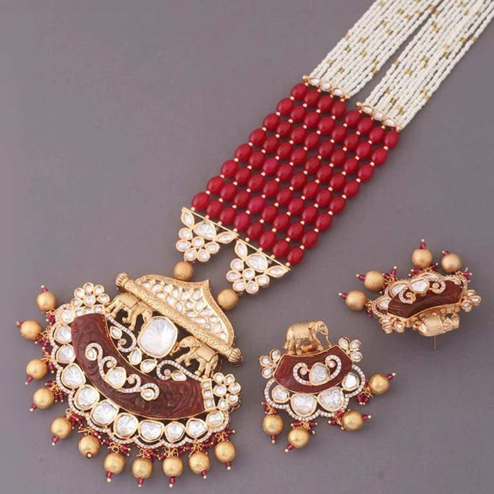 Ruby Shrizal Kundan Jewellery Set - EOSS