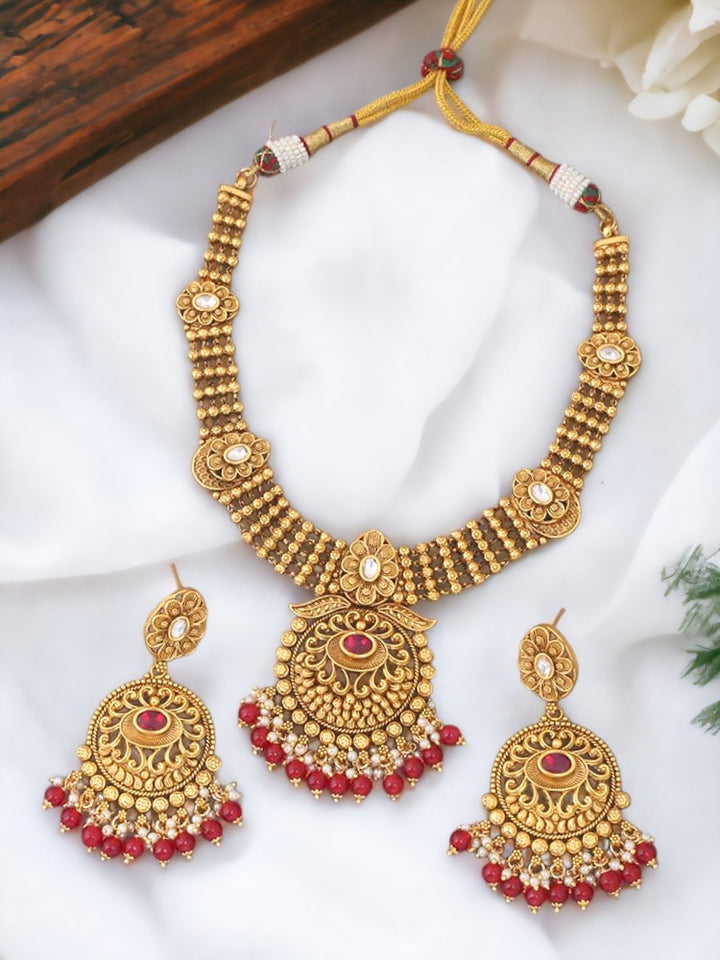 Ruby Tulsi Temple Jewellery Set