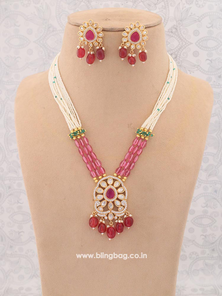 Ruby Vaani Kundan Jewellery Set - EOSS