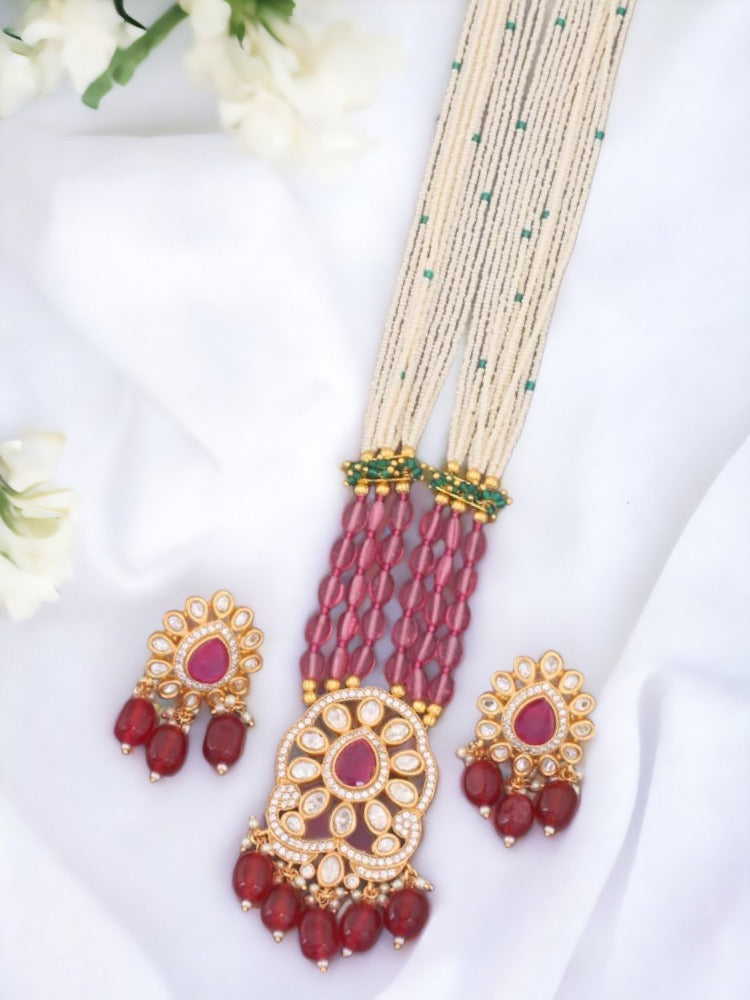 Ruby Vaani Kundan Jewellery Set - EOSS