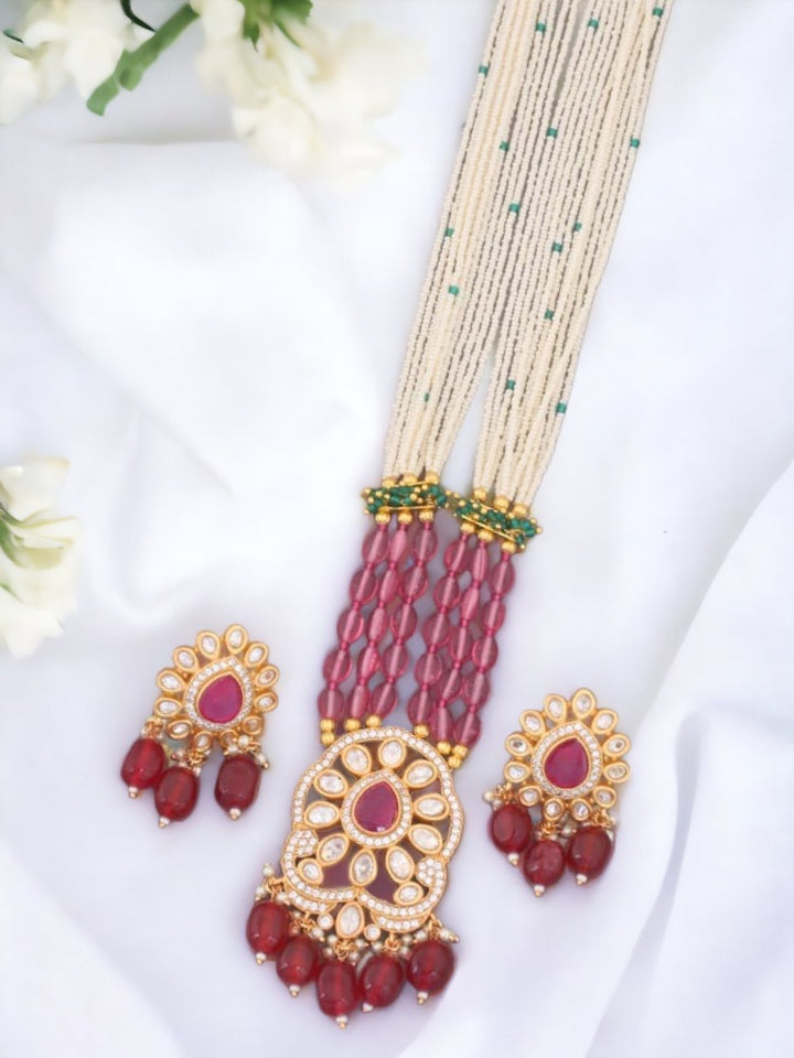 Ruby Vaani Kundan Jewellery Set - EOSS