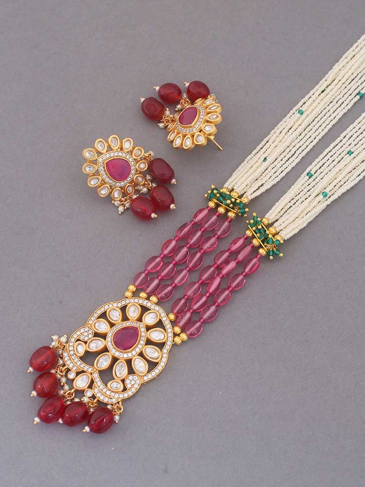 Ruby Vaani Kundan Jewellery Set - EOSS