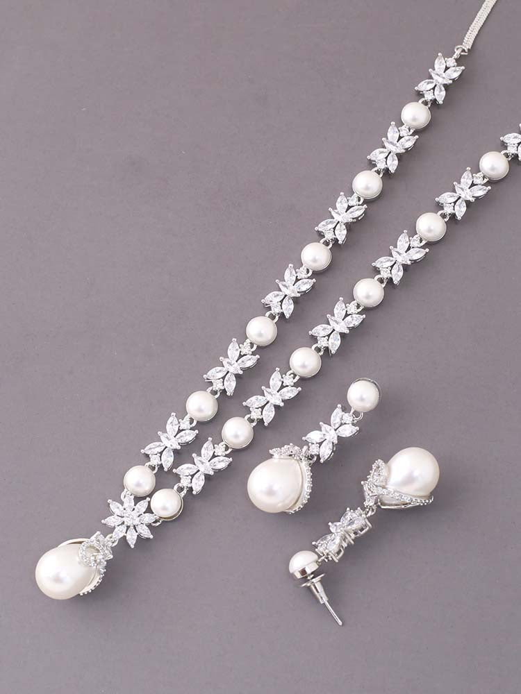 Silver Achsah Zirconia Jewellery Set