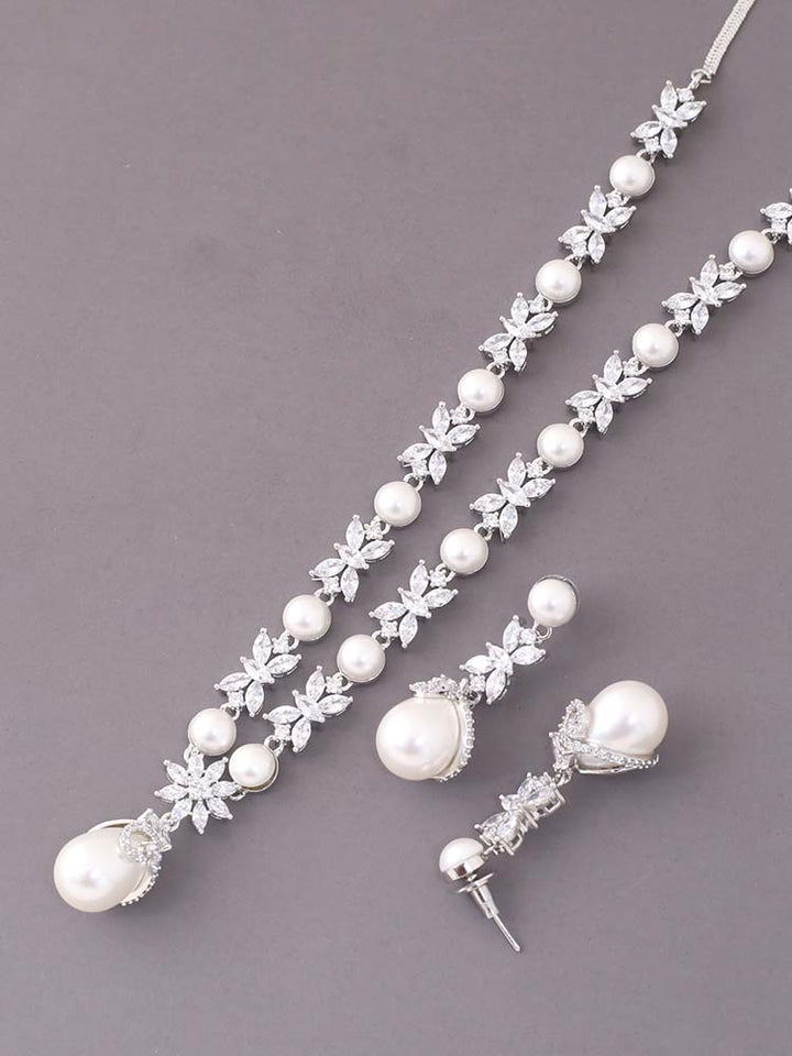 Silver Achsah Zirconia Jewellery Set