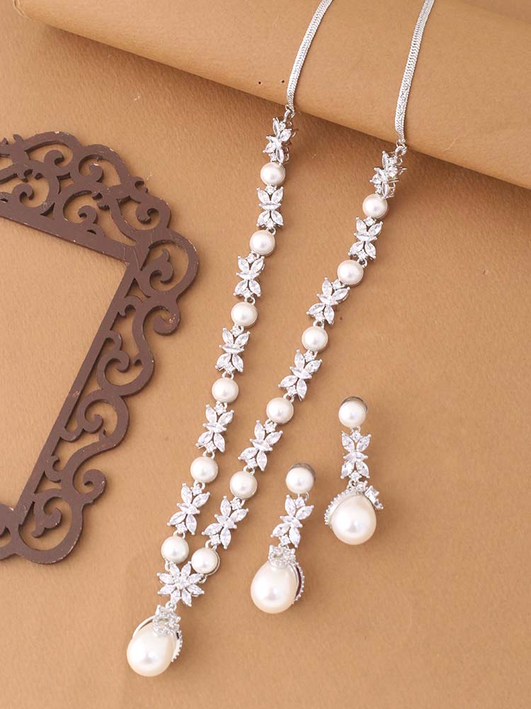 Silver Achsah Zirconia Jewellery Set
