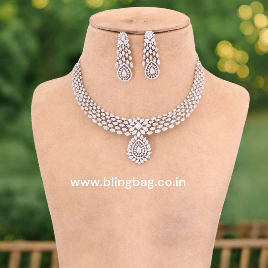 Silver Aiza Zirconia Jewellery Set