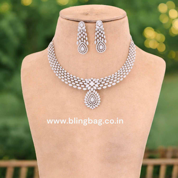 Silver Aiza Zirconia Jewellery Set
